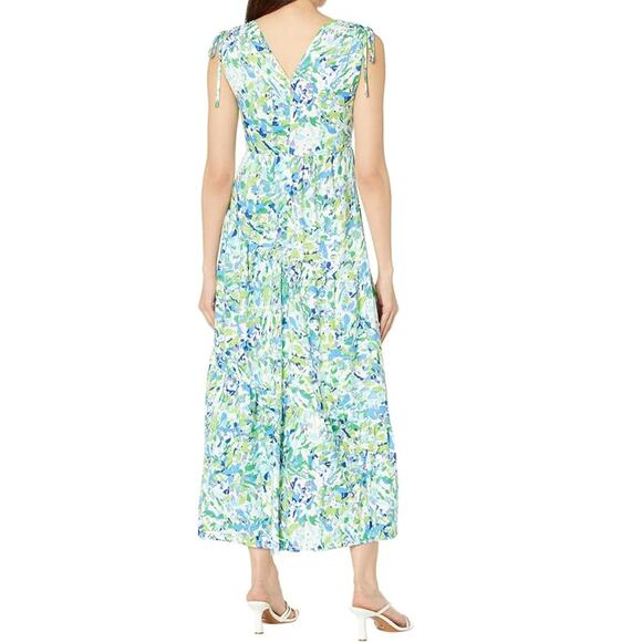 Maggy London Floral Print Maxi with Shoulder Gather Dress NWT Size 8 - Picture 3 of 3